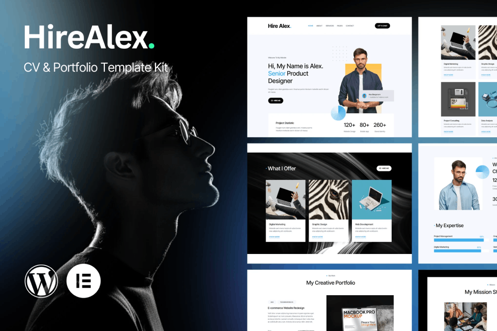 HireAlex CV & Portfolio Website Template Elementor Kit