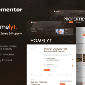 Homelyt Modern Real Estate & Property Website Template Elementor Kit